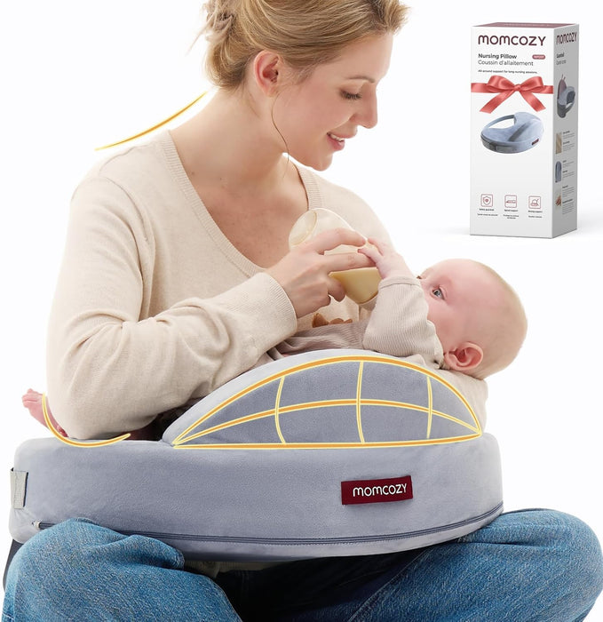 Momcozy MaxSupport Nursing Pillow, Grey Original