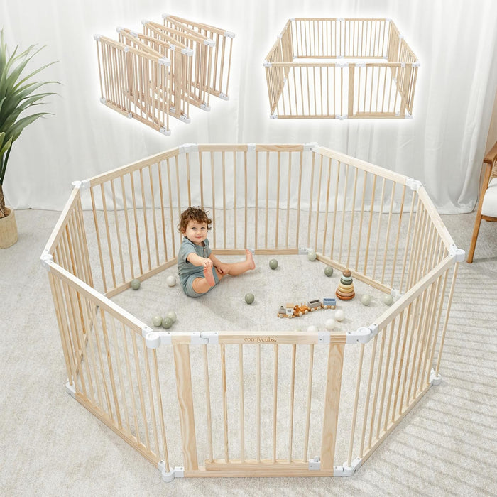 Comfy Cubs Playpen, Natural Wood