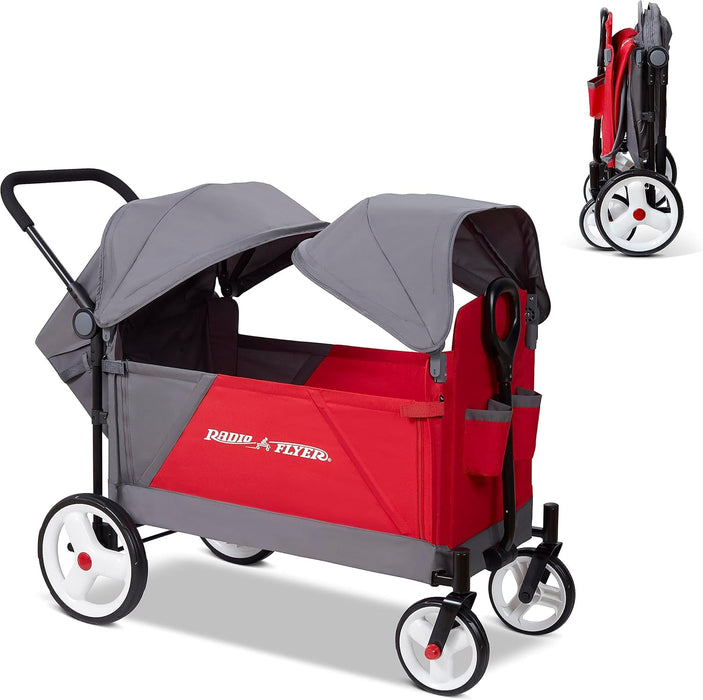 Radio Flyer Discovery Stroll 'N Wagon With Canopies, Red