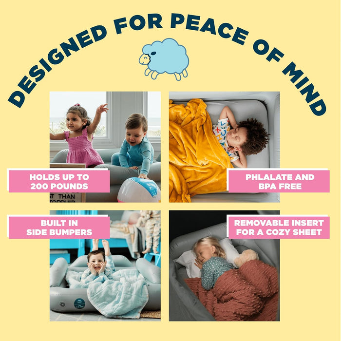 SlumberPod SlumberTot Inflatable Toddler Bed, Gray/Teal