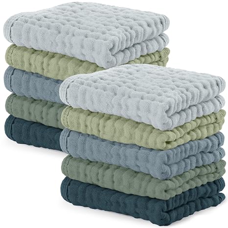 Comfy Cubs Muslin Washcloths, 10 Pack, Multi Boy