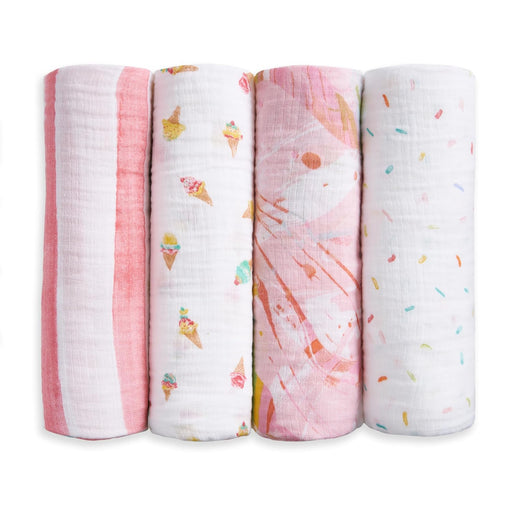 Shop Aden + Anais Cotton Muslin Swaddles Pack of 4, Ice Cream Dreams at GoodBuy Gear