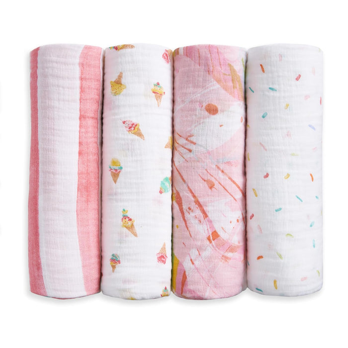 Aden + Anais Cotton Muslin Swaddles Pack of 4, Ice Cream Dreams