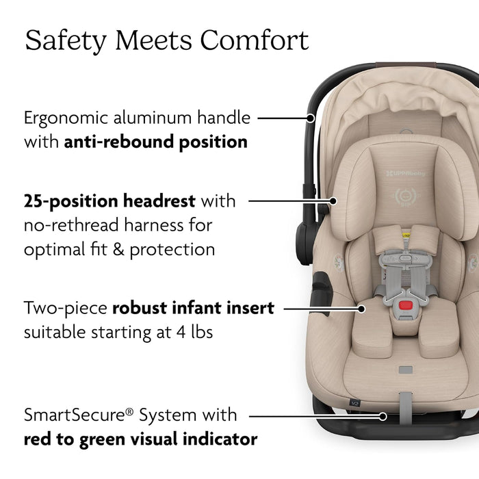 UPPAbaby Aria V2 Infant Car Seat, 2025, Declan (Oat Mélange/Chestnut Leather)