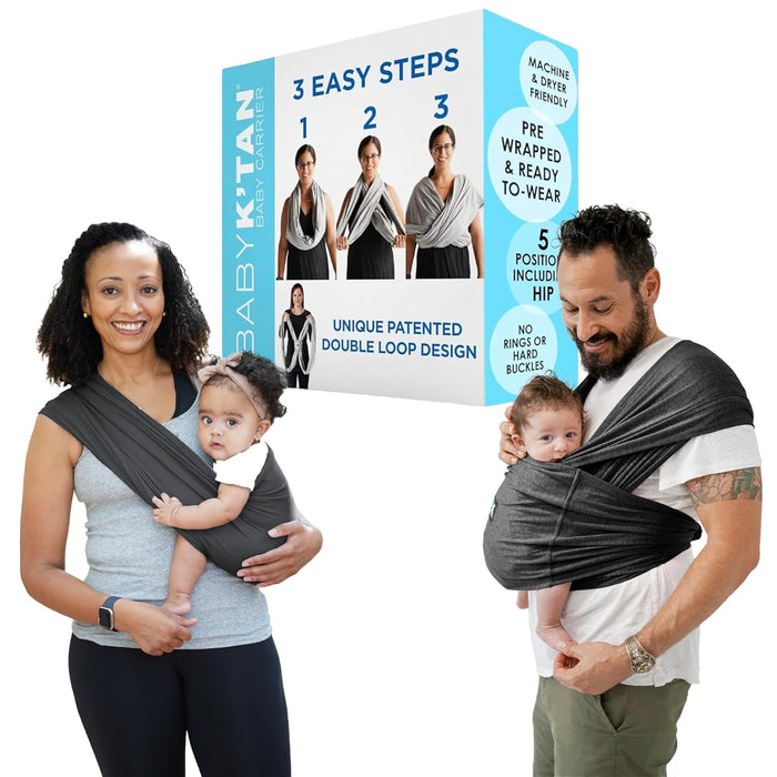 Baby K'tan Active Yoga Baby Carrier, X-Small, Heather Black