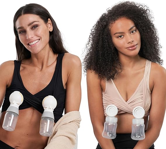 Shop Larken The Larken X Nursing Bra, Medium, Black/ Sand, 2 Pack at GoodBuy Gear