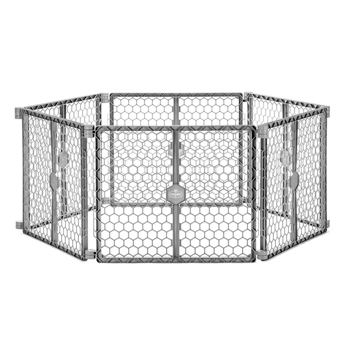 Regalo 2-in-1 Super Wide Baby Gate and Play Yard Plastic, Grey