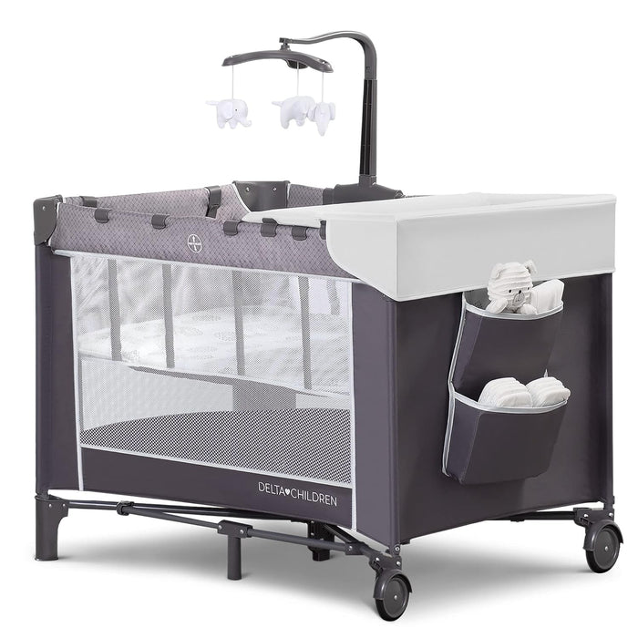 Shop Delta Children LX Deluxe Portable Baby Play Yard With Removable Bassinet and Changing Table, Eclipse at GoodBuy Gear
