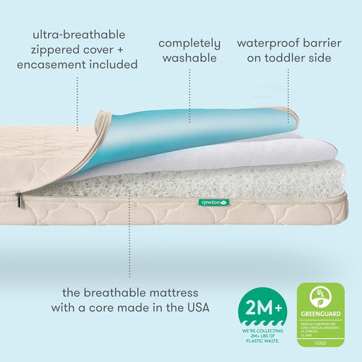 Shop Newton Waterproof Crib And Toddler Mattress, Sandstone at GoodBuy Gear