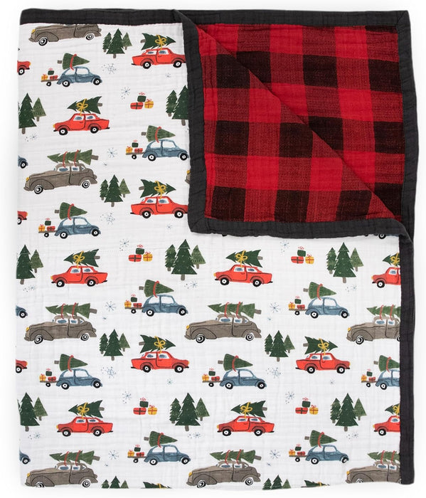 Little Unicorn Deluxe Muslin Quilted Throw, Holiday Haul