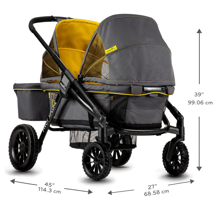 Evenflo Pivot Xplore All-Terrain Double Stroller Wagon, 2025, Adventurer Grey