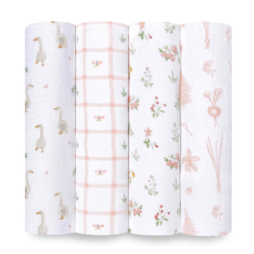 Shop Aden + Anais Cotton Muslin Swaddles Pack of 4, Country floral at GoodBuy Gear