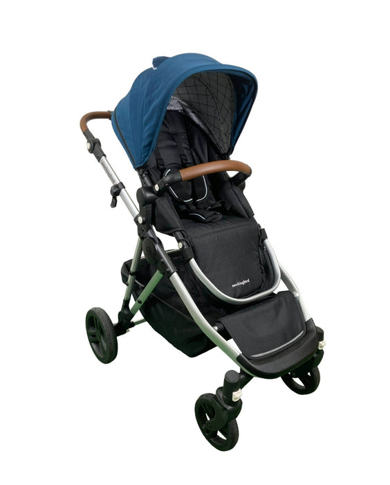 Mockingbird Single to Double 2.0 Stroller, 2023, Silver with Penny Leather, Windowpane, Sea