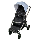 used Mockingbird Single to Double 2.0 Stroller, 2024, Matte Black with Matte Black Leather, Windowpane, Sky