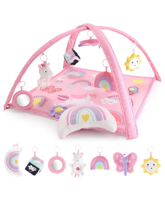 Shop The Peanut Shell Rainbow Paradise 7-in-1 Baby Activity Gym and Playmat, Pink at GoodBuy Gear