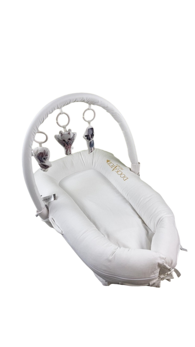 Shop DockATot Deluxe+ Dock with Toy Arch, Pristine White, White Arch w/ Cloud Friends at GoodBuy Gear