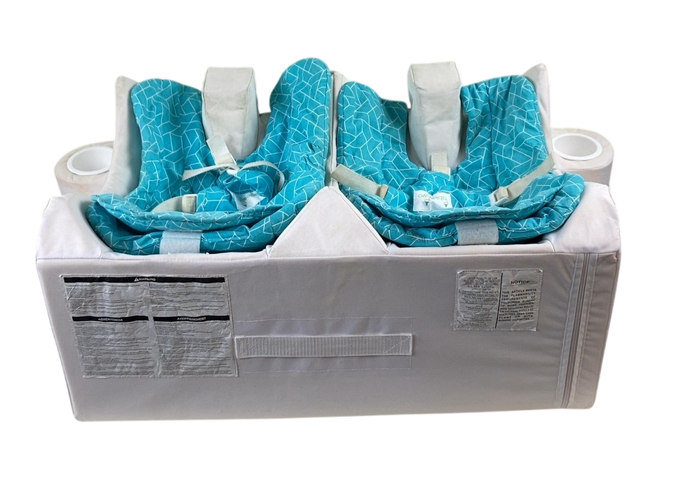 Shop Table For Two Twin Feeding System, Geo Turquoise & White at GoodBuy Gear