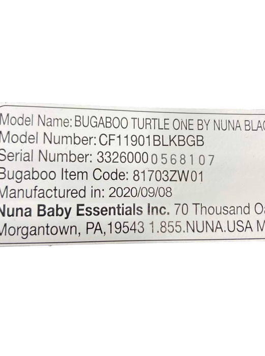 used Bugaboo Turtle One By Nuna Infant Car Seat, Black, 2020