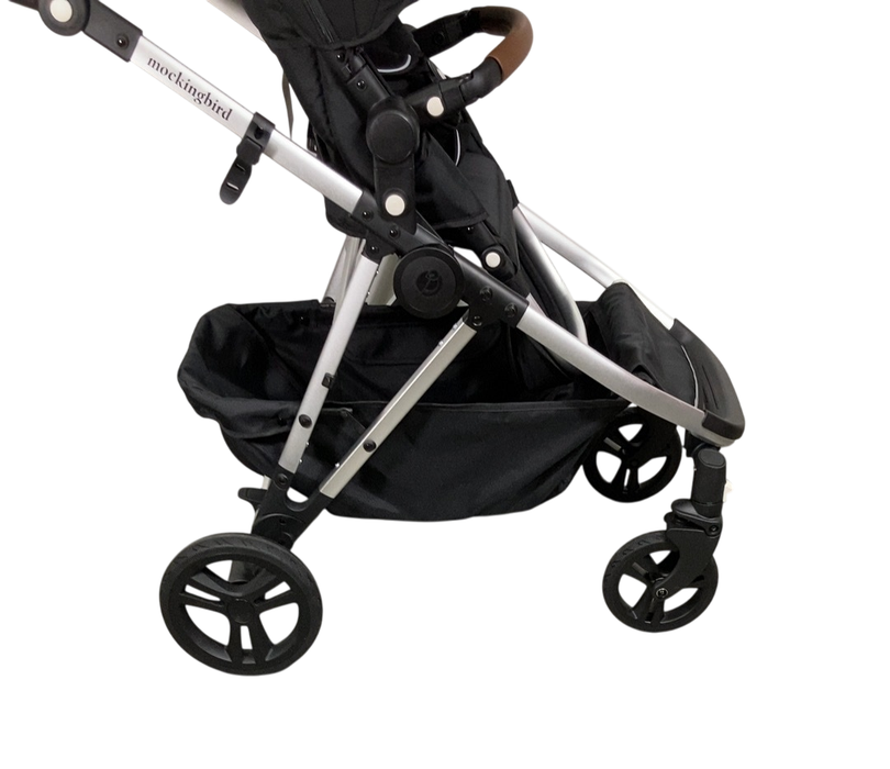 Shop Mockingbird Single to Double 2.0 Stroller, 2024, Black, Silver With Penny Leather, Windowpane at GoodBuy Gear