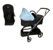 Shop Bugaboo Dragonfly Bassinet and Seat Stroller, Midnight Black, Graphite, Skyline Blue, 2024 HIDDEN SEAT REQ 5.19 at GoodBuy Gear