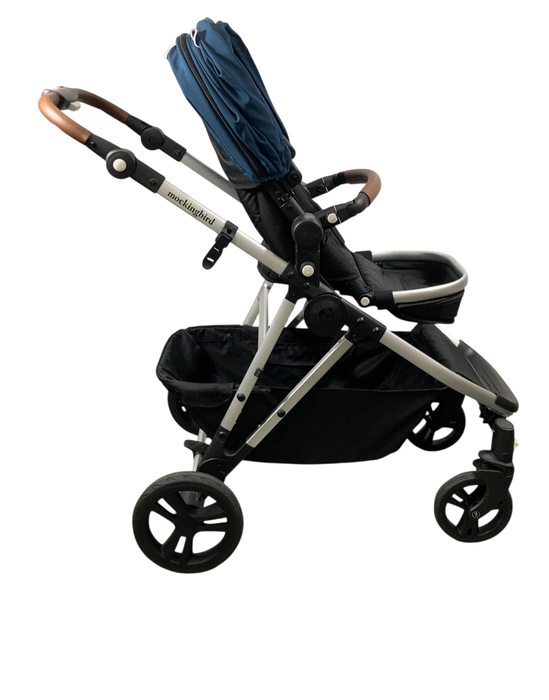 Shop Mockingbird Single to Double 2.0 Stroller, 2024, Sea, Silver With Penny Leather, Windowpane at GoodBuy Gear