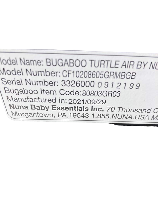 secondhand Bugaboo Turtle Air By Nuna Car Seat, Grey Melange, 2021