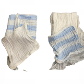 Shop HardNok Organic Muslin Hooded Baby Bath Towel 4 Piece Set, Blue Striped and White at GoodBuy Gear