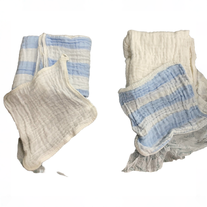 Shop HardNok Organic Muslin Hooded Baby Bath Towel 4 Piece Set, Blue Striped and White at GoodBuy Gear