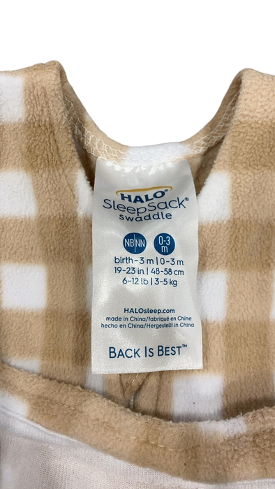 Shop Halo Micro-Fleece Swaddle, Gingham Tan, Newborn at GoodBuy Gear