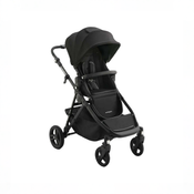 Shop Mockingbird Single to Double 3.0 Stroller, 2025, Charcoal with Black Leather, Solid Black at GoodBuy Gear