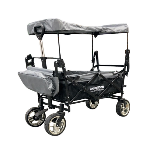 Shop Wonderfold S4 Push & Pull Premium Utility Folding Wagon with Canopy, Black, S Series at GoodBuy Gear