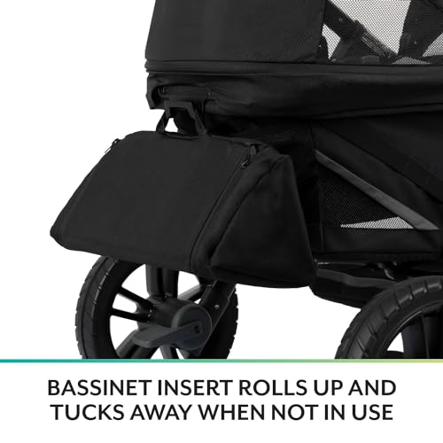 Evenflo Pivot Xplore Dreamz All-Terrain Stroller Wagon with Bassinet Insert, 2024, Jetsetter Black