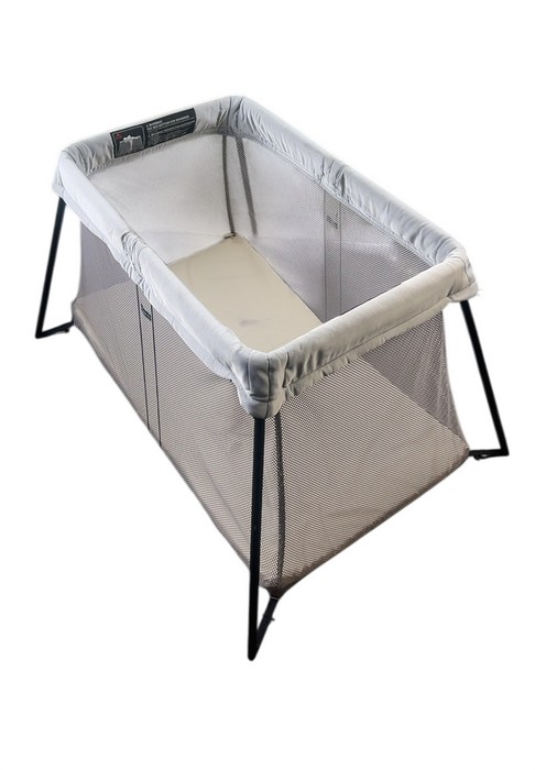 Shop BabyBjorn Travel Crib Light Bundle with Fitted Sheet, Silver at GoodBuy Gear
