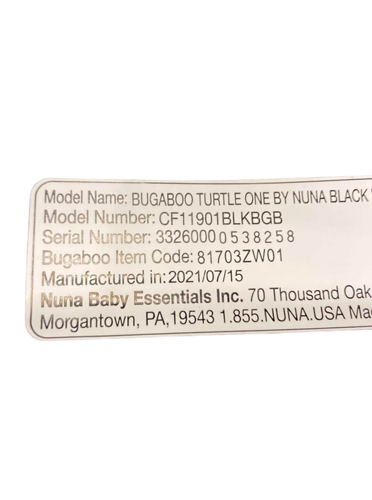 used Bugaboo Turtle One By Nuna Infant Car Seat, Black, 2021