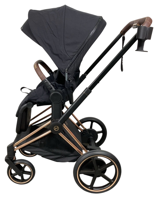 Shop Cybex e-Priam2 Stroller, 2024, Deep Black, Rose Gold at GoodBuy Gear
