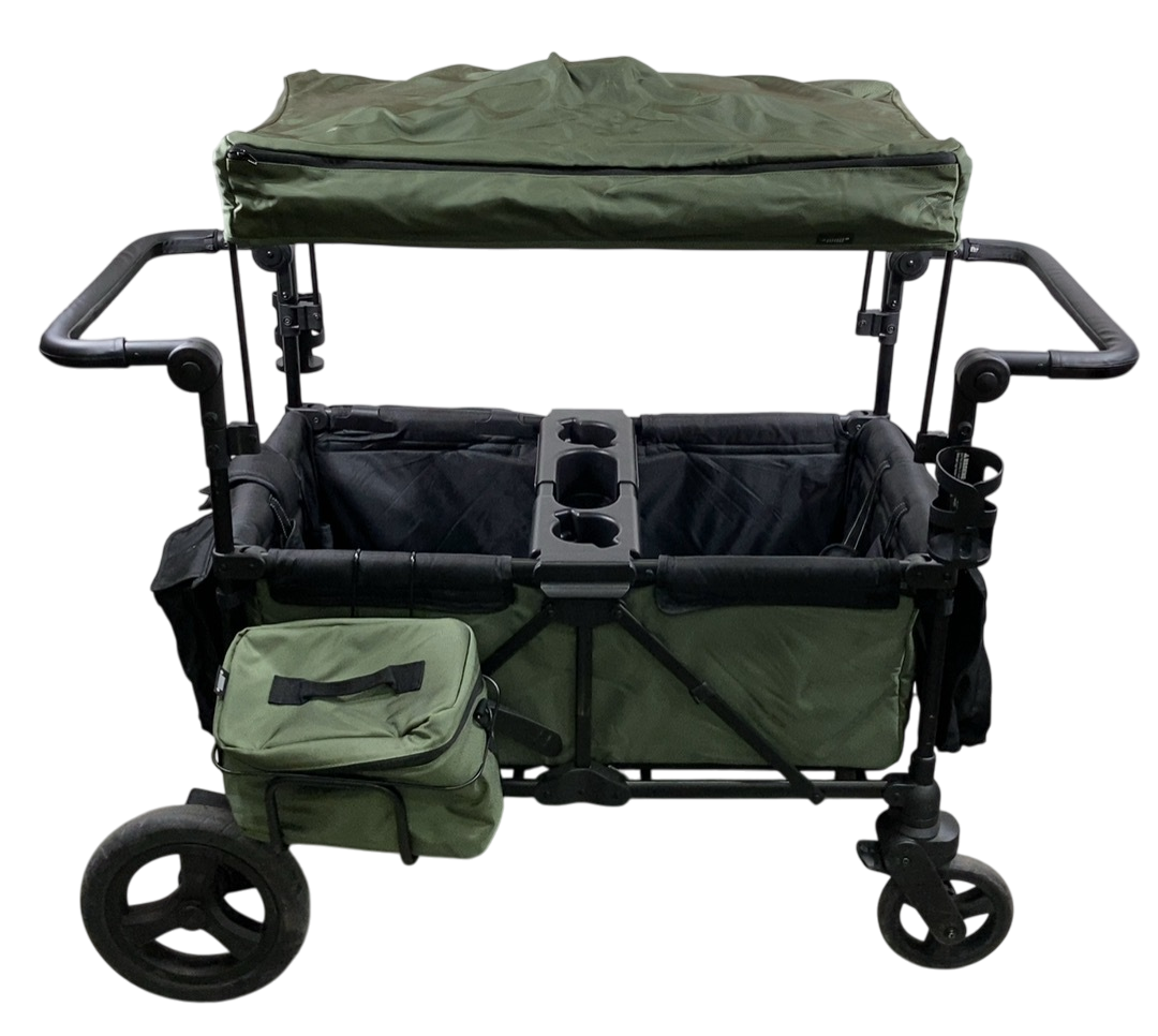 Delta Children Jeep Deluxe Wrangler Wagon Stroller with Cooler Bag and  Parent Organizer, 2 Seater, Green, image size:1080x966