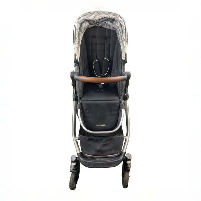 Shop Mockingbird Single to Double Stroller, 2022, Sea, Silver/Brown, Windowpane at GoodBuy Gear