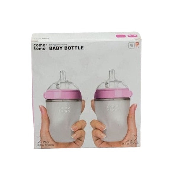 Comotomo Bottles, 2 Pack, 8oz, Pink