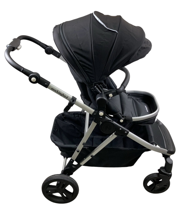 Shop Mockingbird Single to Double 2.0 Stroller, 2024, Black, Silver With Black Leather, Windowpane at GoodBuy Gear