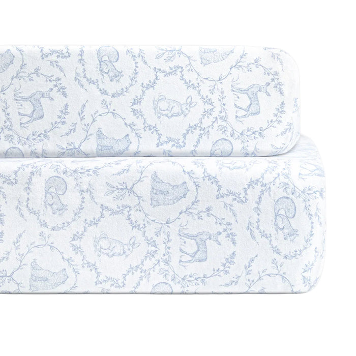 Bellini Crib Sheet and Changing Pad Cover Set, Woodland blue