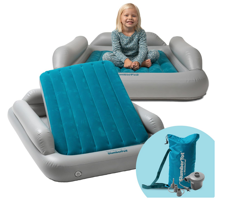 Shop SlumberPod SlumberTot Inflatable Toddler Bed, Gray/Teal at GoodBuy Gear