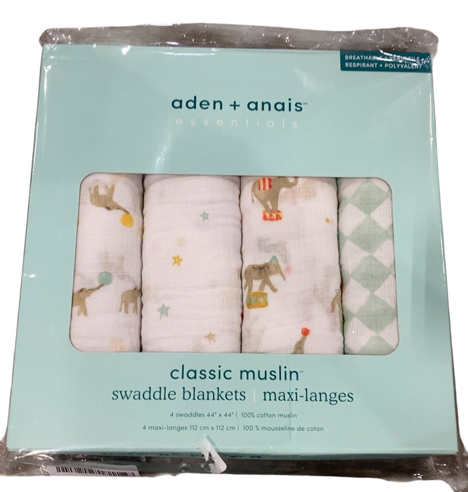 Shop Aden + Anais Cotton Muslin Swaddle, 4pk, Elephant Circus at GoodBuy Gear