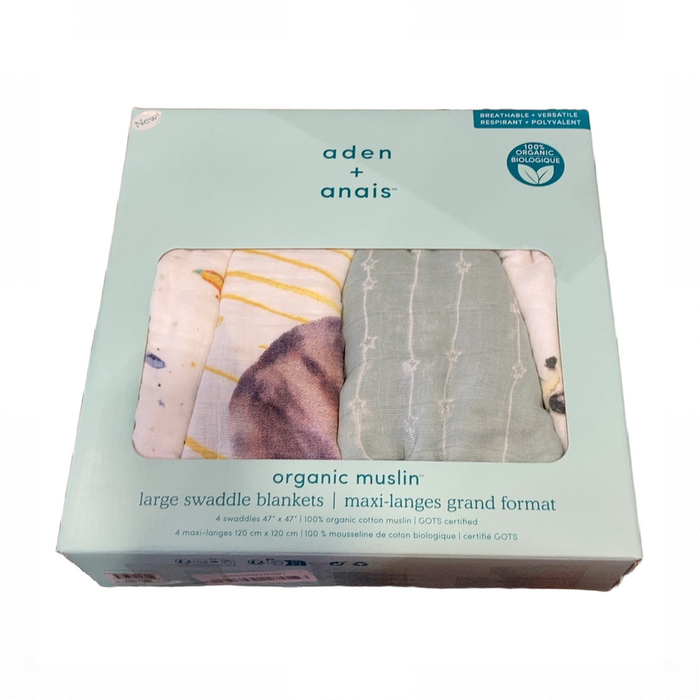 Shop Aden + Anais Cotton Muslin Swaddles Pack of 4, Space Explorers HIDDEN REQ 7/30 JL at GoodBuy Gear