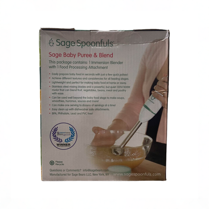 Shop Sage Spoonfuls 2-in-1 Baby Food Maker Immersion Blender, White at GoodBuy Gear