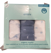 Shop Aden + Anais Cotton Muslin Wash Cloths, Set Of 3, Oceanic at GoodBuy Gear