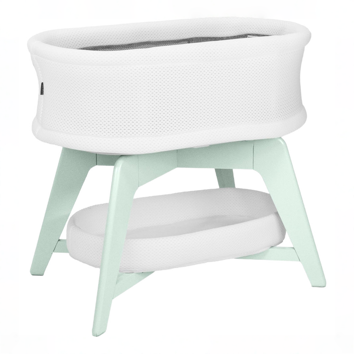 Shop TruBliss Evi Smart Bassinet with Smart Technology, White with Mint Base at GoodBuy Gear
