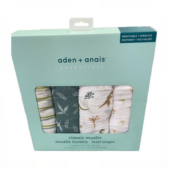 Shop Aden + Anais Cotton Muslin Swaddles Pack of 4, Dino Jungle at GoodBuy Gear