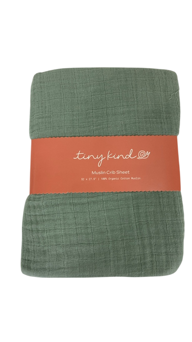 Shop Tiny Kind Muslin Crib Sheet, Dessert Sage at GoodBuy Gear