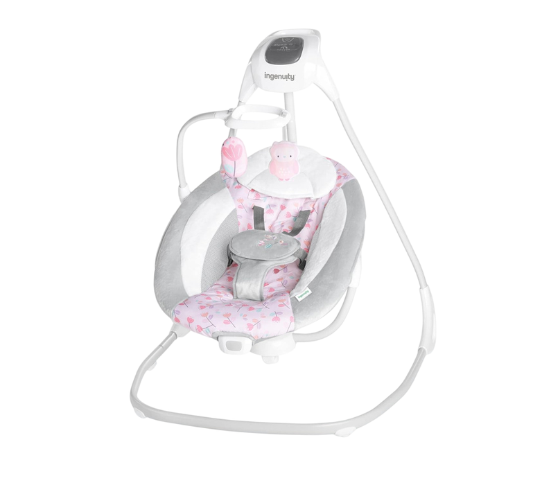 Ingenuity Simple Comfort 2-in-1 Swing Rocker, Pink Cassidy