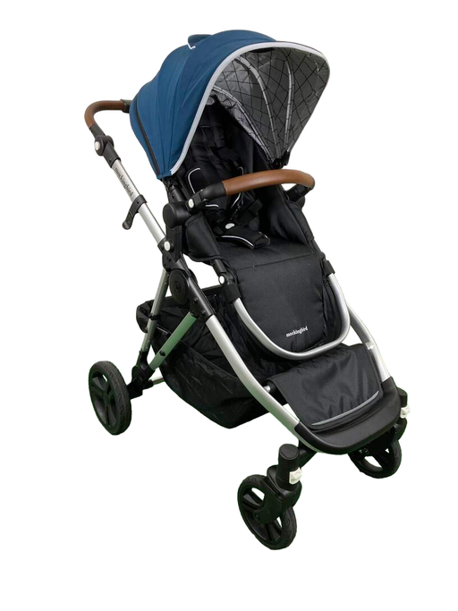 used Mockingbird Single to Double Stroller, 2023, Silver with Penny Leather, Windowpane, Sea